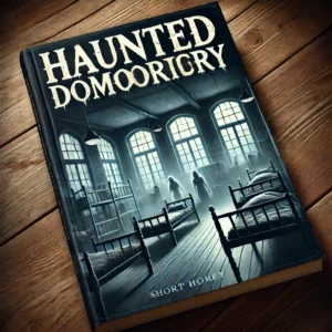 A book cover shows a haunted bedroom